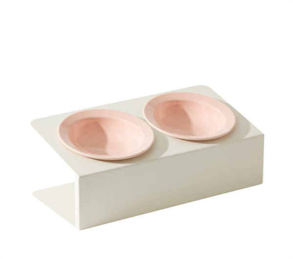 Metal pedestal ceramic double bowl (4 colors) - Image 2