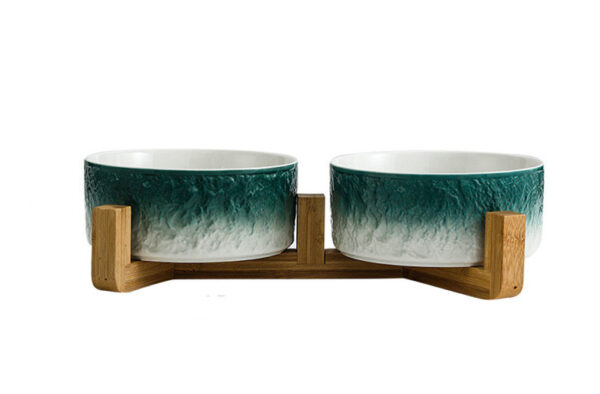 Stone lines ceramic double bowl (3 colors) - Image 3